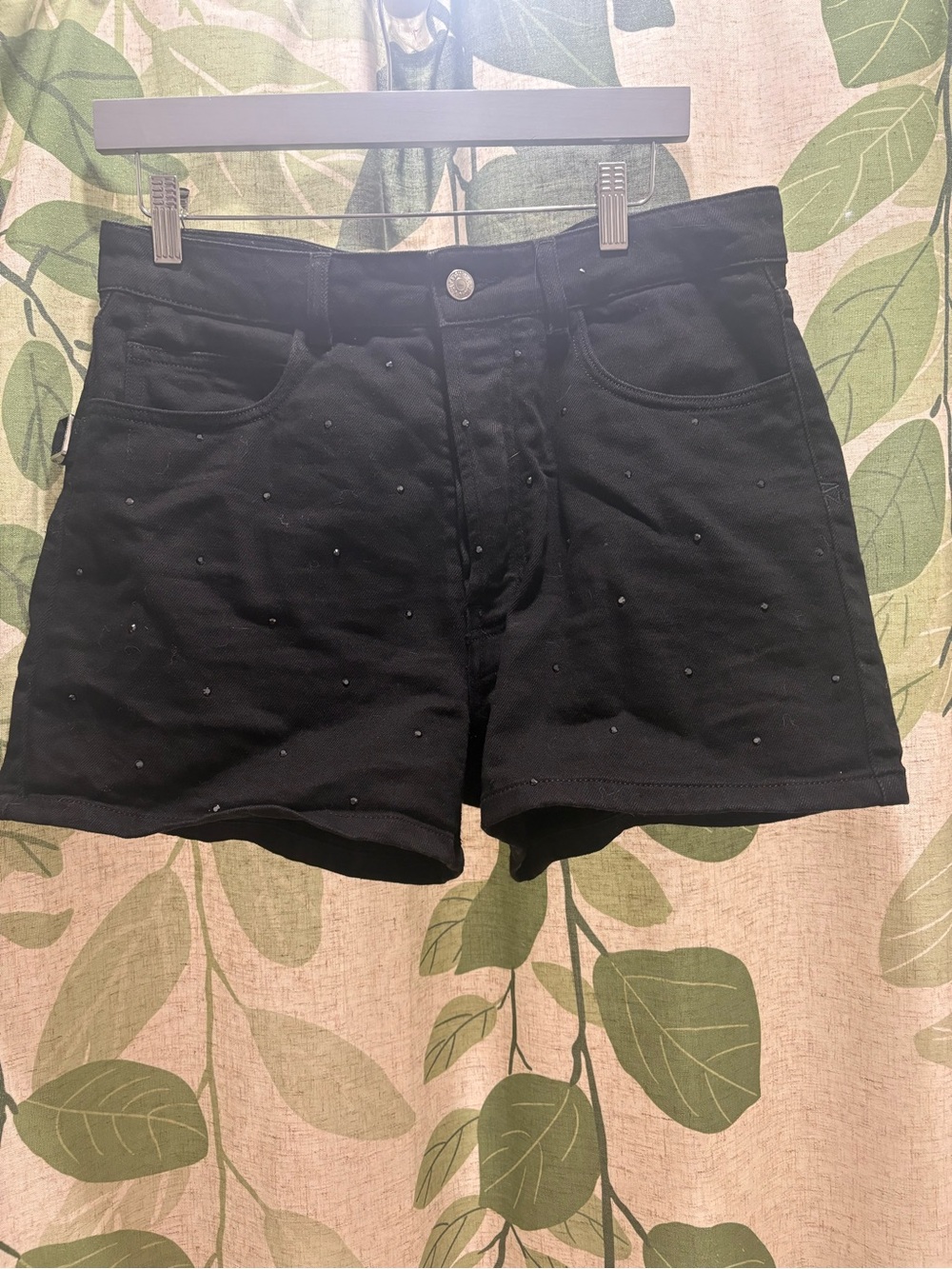 Zadig & Voltaire Black Studded High-Rise Denim Shorts